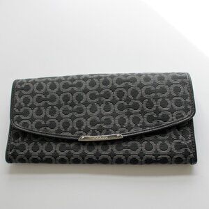 Coach Black All Signature Canvas Slim Soft Wallet 16 Card Slots NWOT
